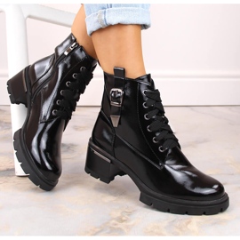 Botas aislantes de tacón alto de charol para mujer, negro, S.Barski 4