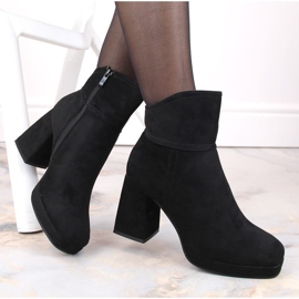 M. DASZYŃSKI Botines aislantes de ante negro con tacón alto y plataforma, M.Daszyński MR2288-4 4