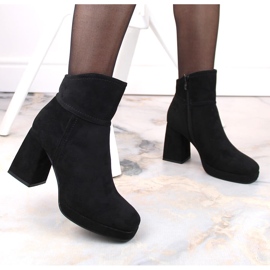 M. DASZYŃSKI Botines aislantes de ante negro con tacón alto y plataforma, M.Daszyński MR2288-4 5