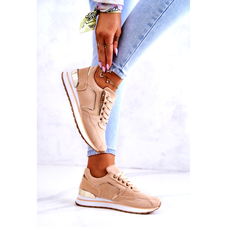 Zapatos deportivos de gamuza para mujeres en la plataforma Dark Beige 2 Zapatos deportivos de gamuza para mujeres en la plataforma Dark Beige 2