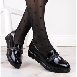 Zapatos cómodos, mocasines sin cordones de charol, negro, T.Sokolski J23-327 3