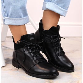 M. DASZYŃSKI Botas negras de mujer con tacón plano y aislamiento M.Daszyński MR2251-6 negro 6