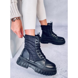 Botas planas con cordones Barkin Negro 1