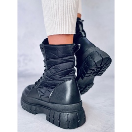 Botas planas con cordones Barkin Negro 3