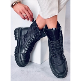 Botas planas con cordones Barkin Negro 2