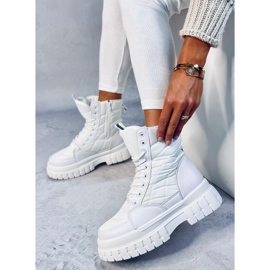 Botas planas con cordones Barkin Blanco 2