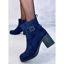 Rennia Botines tacón ancho azul 3