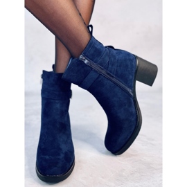 Rennia Botines tacón ancho azul 2