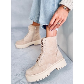 Burse Botines con cordones beige 2