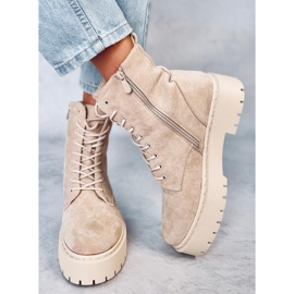 Burse Botines con cordones beige 4