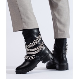 Botas obreras de mujer negras con cadena Shelovet negro 2
