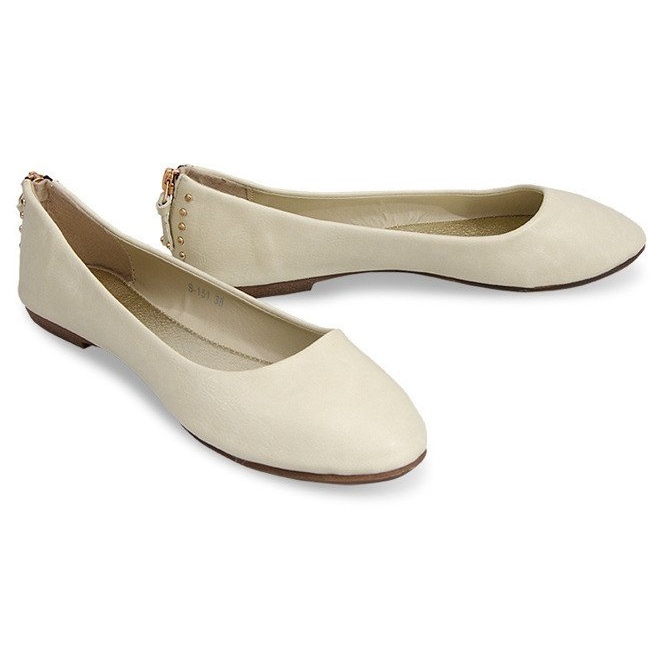 BM Bailarinas Con Tachuelas De Cremallera S-151 Beige 1
