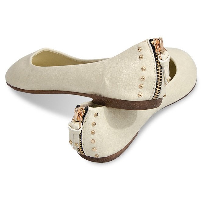BM Bailarinas Con Tachuelas De Cremallera S-151 Beige 2