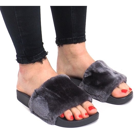 Pantuflas Con Piel LS-1 Gris 2 Pantuflas Con Piel LS-1 Gris 2