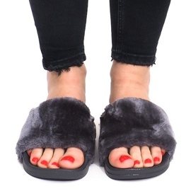 Pantuflas Con Piel LS-1 Gris 1