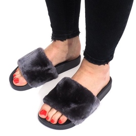 Pantuflas Con Piel LS-1 Gris 4