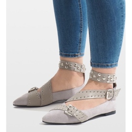 Zapatos grises sin cordones con tachuelas B12-8 rosa 1