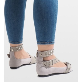 Zapatos grises sin cordones con tachuelas B12-8 rosado 4