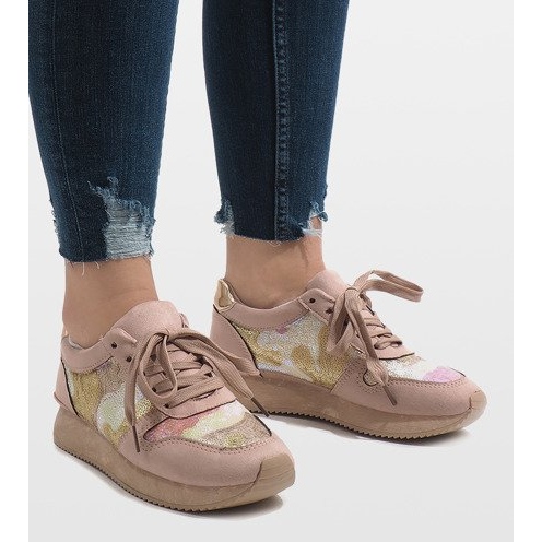 Deportivas cuña rosa T025 1