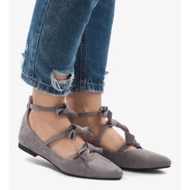 Bailarinas grises con cordones y lazos G-47 2
