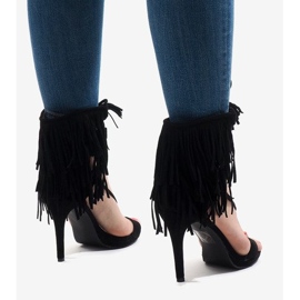 Sandalias negras de tacón, ante boho 8125-1 negro 2