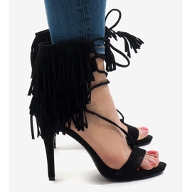 Sandalias negras de tacón, ante boho 8125-1 negro 3