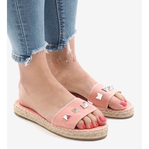 Zapatilla jeans rosa 7087 tachuelas 1