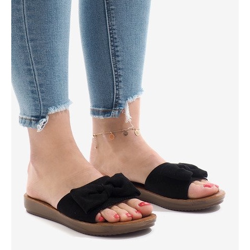 Zapatillas negras con lazo 6376-1 negro 1