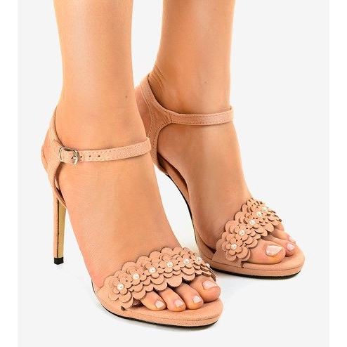 Sandalias rosas sobre flor stiletto TN-001 1