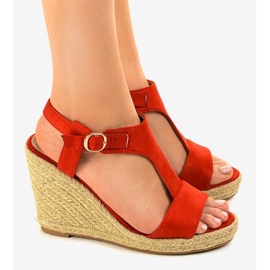 Sandalias cuña rojas alpargatas H-69 rojo 3