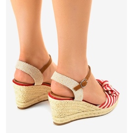 Sandalias de cuña rojas con lazo W032 rojo 3