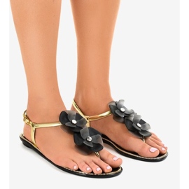 Pantuflas de flores KG19P negras negro 1 Pantuflas de flores KG19P negras negro 1