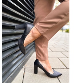 Olivier Zapatos de salón de cuero para mujer en el poste 2258 negro 9
