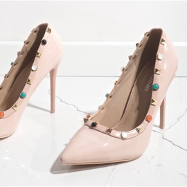 Tacones lacados rosa con tachuelas 98273-114 1