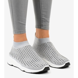 Zapatillas deportivas grises con circonitas cúbicas LG27 1 Zapatillas deportivas grises con circonitas cúbicas LG27 1