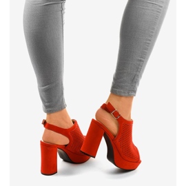Sandalias de tacón de trabajo abierto 9R82 rojas rojo 3