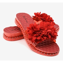 Chanclas rojas con flores N-49 rojo 3