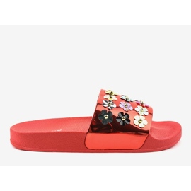 Chanclas rojas con flores D7659-4 rojo 1