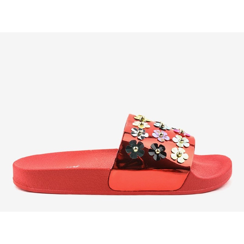 Chanclas rojas con flores D7659-4 rojo 1