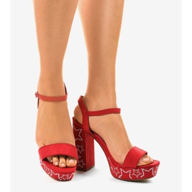 Sandalias rojas sobre poste de ante 99435-4 rojo 1