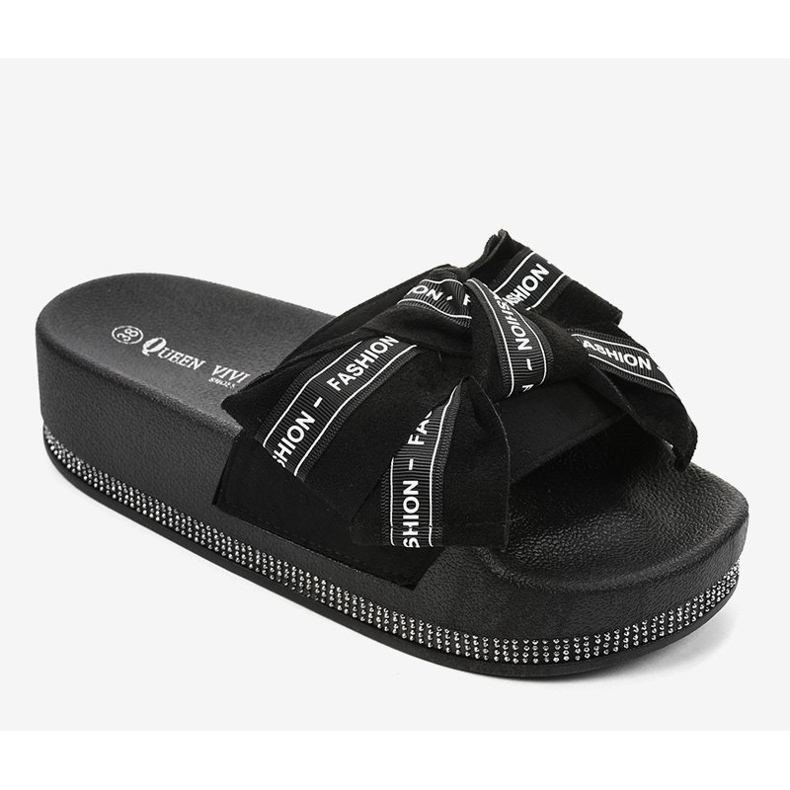 Pantuflas negras de moda casual 218-207 negro 1 Pantuflas negras de moda casual 218-207 negro 1