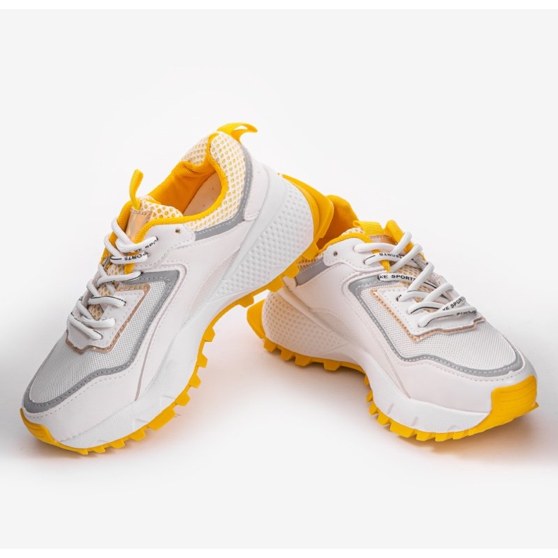 Zapatillas blancas con inserciones amarillas RAL-69 blanco amarillo 1 Zapatillas blancas con inserciones amarillas RAL-69 blanco amarillo 1