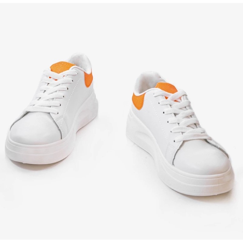 Deportivas blancas brillantes LLQ204-3 blanco naranja 1 Deportivas blancas brillantes LLQ204-3 blanco naranja 1