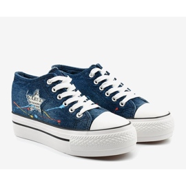 Deportivas azul marino con cuña cordones Mirarenna 2