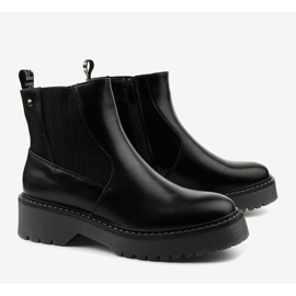 Botas planas negras de cuero ecológico Cavern negro 1