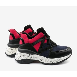 Deportivas negras confeccionadas en eco-piel-ante Clavelina negro rojo azul marino 2