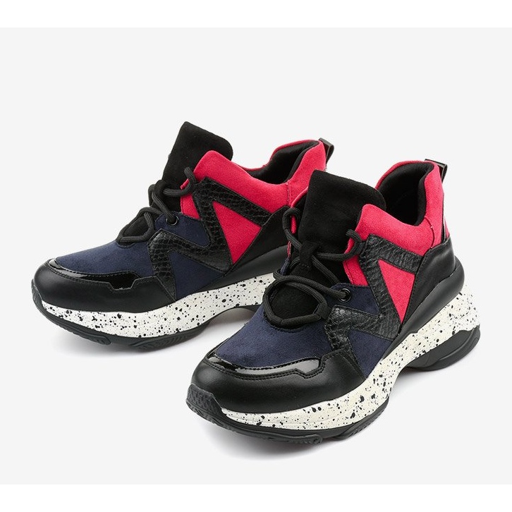 Deportivas negras confeccionadas en eco-piel-ante Clavelina negro rojo azul marino 1