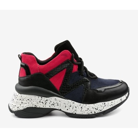 Deportivas negras confeccionadas en eco-piel-ante Clavelina negro rojo azul marino 3