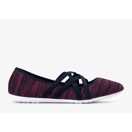 Bailarinas de tela rosa LD8E07 azul marino rosado 2