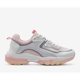 Deportivas blancas y rosas 9796 blanco rosado gris dorado 1